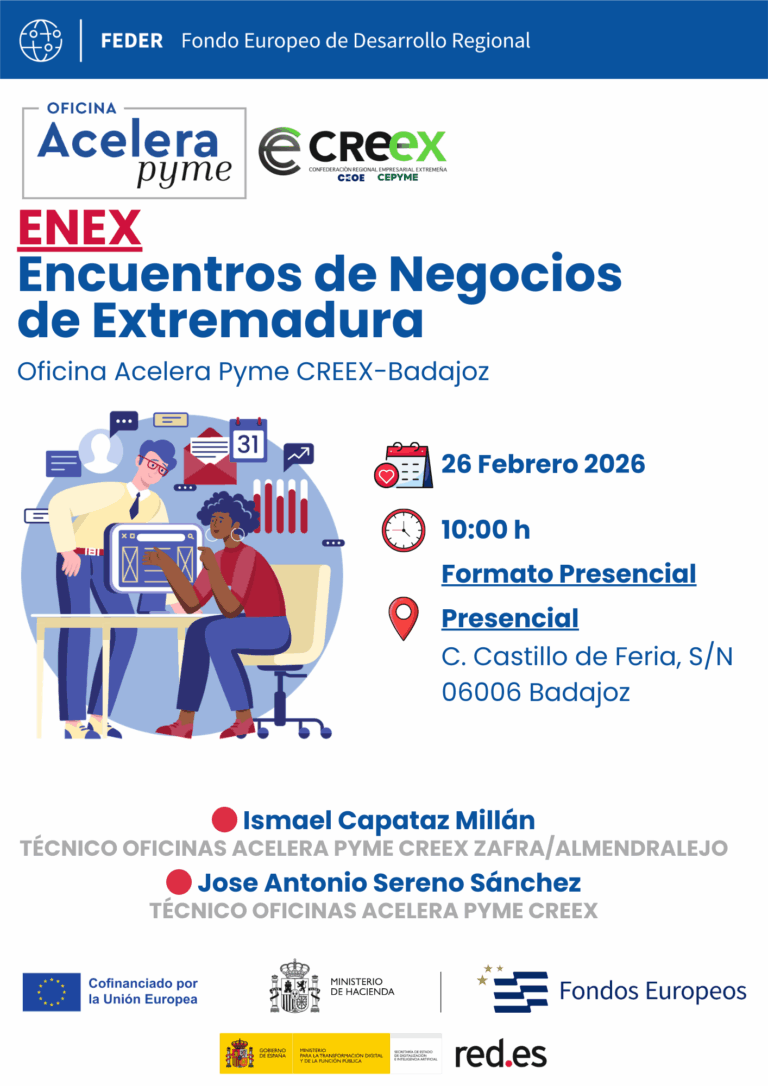 La Oficina Acelera Pyme CREEX-Badajoz se presenta al empresariado en los Encuentros de Negocios de Extremadura (ENEX)