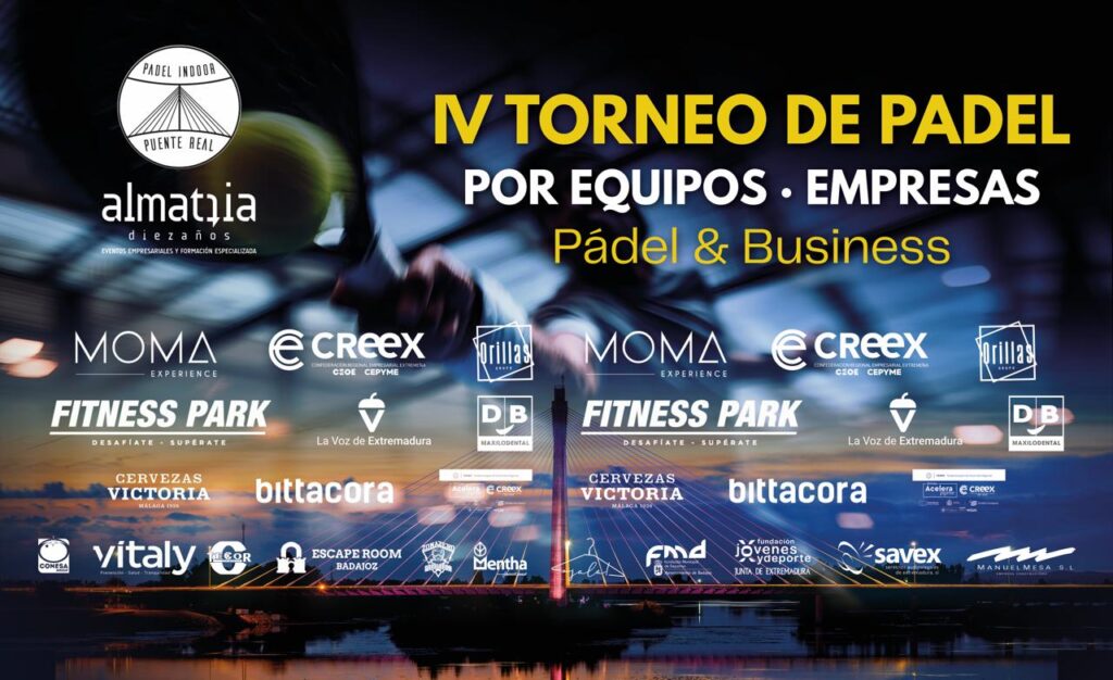Mañana arranca el IV Torneo de Pádel Entre Empresas, un evento deportivo, social y de networking patrocinado por CREEX